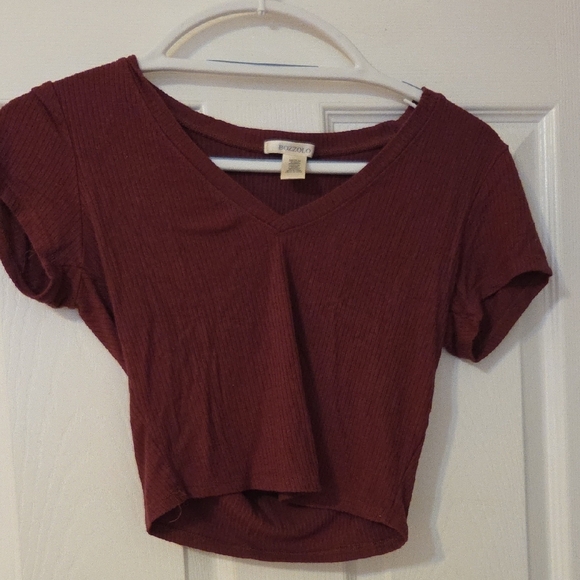 Red Crop Top V Neck - Picture 1 of 2